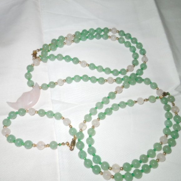 Vintage Aventurine & Rose Quartz Bead Jewelry Set - Picture 6 of 8
